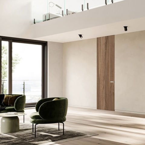 Gizli Kasalı Ahşap Kapı Doğal Ceviz