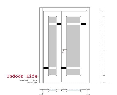 Fides Rall 9016 Lake 1,5 Kanat Camlı Ahşap Kapı