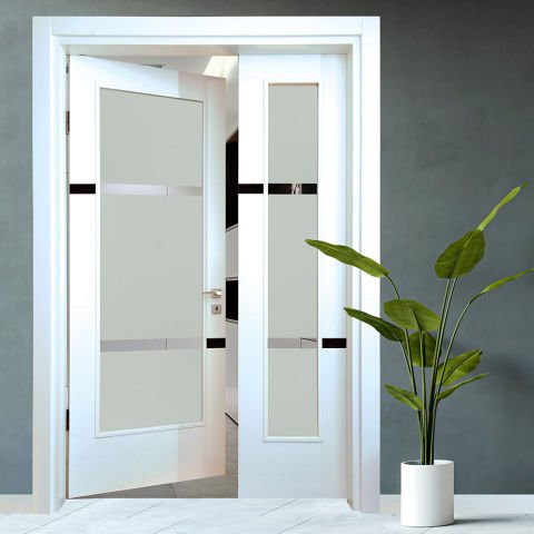 Fides 1,5 Kanat Camlı Rall 9016 Lake Ahşap Kapı