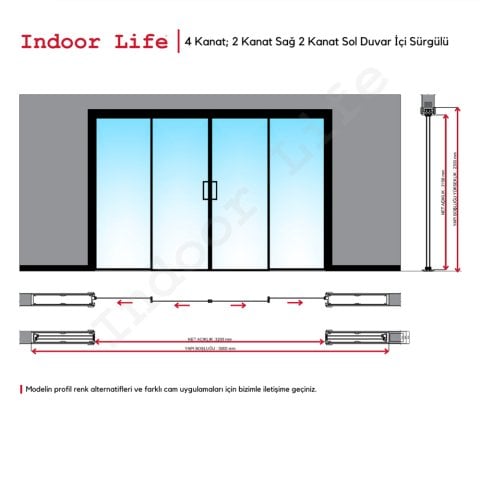 Ütopya Ahşap Kasa Duvar İçi Sürgülü Cam Kapı