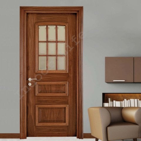 Rena 9 Camlı Doğal Hareli Ceviz Ahşap Kapı