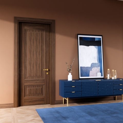Troya Model Doğal Ceviz Ahşap Kapı