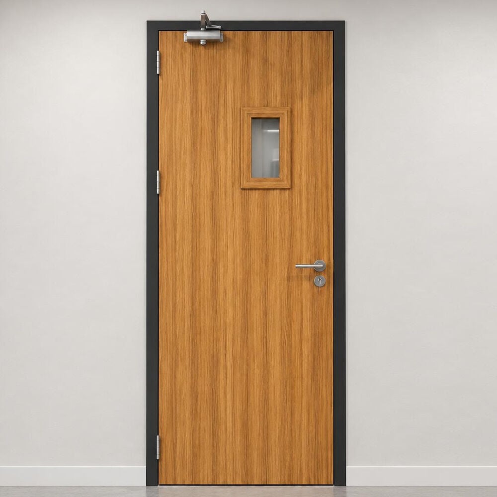 Indoor Life EI30-S Gözetleme Camlı  Metal Kasa Laminat  Ahşap Kanat Kapı