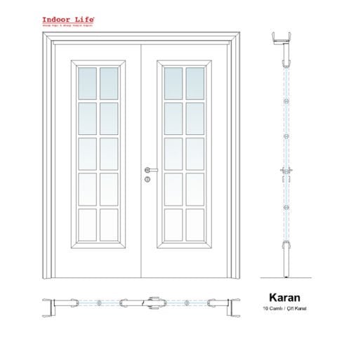 Karan 10 Camlı Rall 9016 Lake Ahşap Kapı