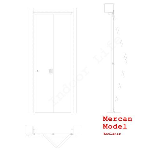 Mercan Özel Yapay Kaplama Katlanır Ahşap Kapı