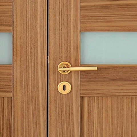 Seven Camlı Doğal Hareli Ceviz 1,5 Kanat Ahşap Kapı