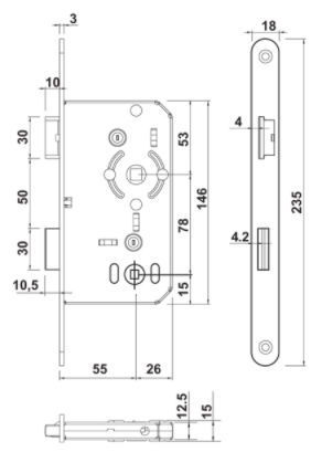 Çarpma kilit PC Paslanmaz Çelik Mat 50/20mm