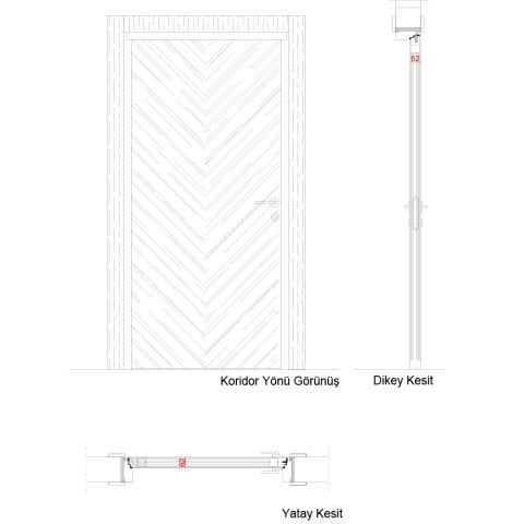 8K62-B 42 dB EI30-S Çift Taraf Uygulamalı Ses Yalıtımlı Kapı