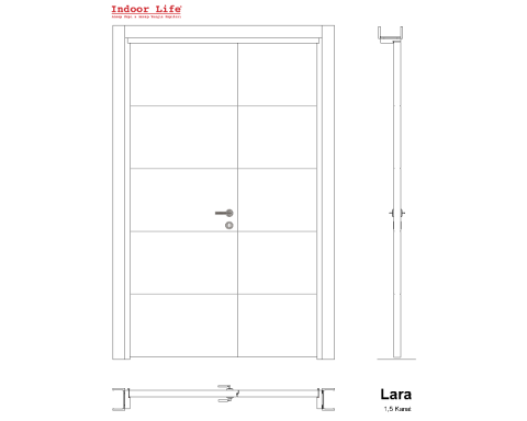 Lara Rall 9016 Lake 1,5 Kanat Ahşap Kapı