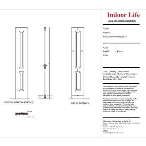 EI30-S Selen Verona Bambu Yangına Dayanıklı Ahşap Yavru Kanat