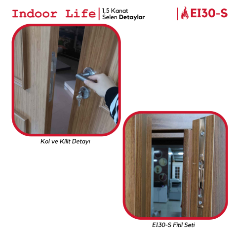 EI30-S Selen 1,5 Kanat Verona Bambu Yangına Dayanıklı Ahşap Kapı