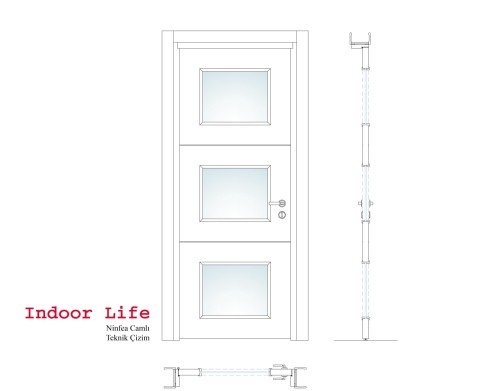 Ninfea Camlı Wenge 80 Ahşap Kapı