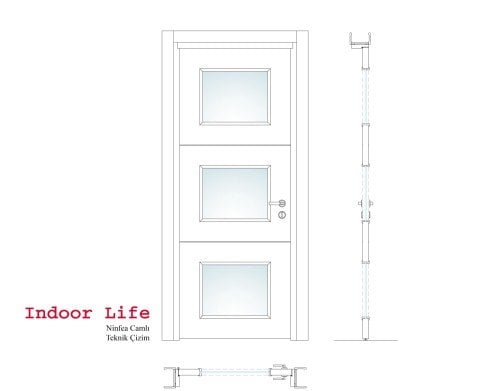 Ninfea Camlı Wenge 80 Ahşap Kapı