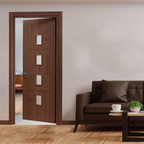 Effe Ceviz 11 Camlı Ahşap Kapı