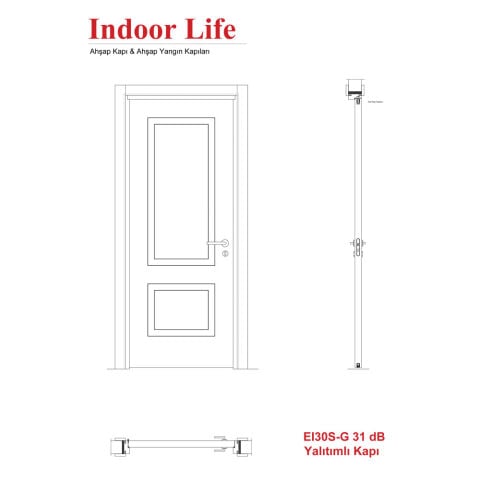 IndoorLife EI30S-G 31 dB Yalıtımlı Kapı