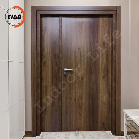 EI60 Saruhan Ceviz 1,5 Kanat Mercan Model Saruhan Ceviz Yangına Dayanıklı Ahşap Kapı