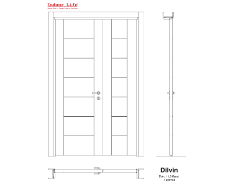 Dilvin Wenge80 1,5 Kanat Ahşap Kapı