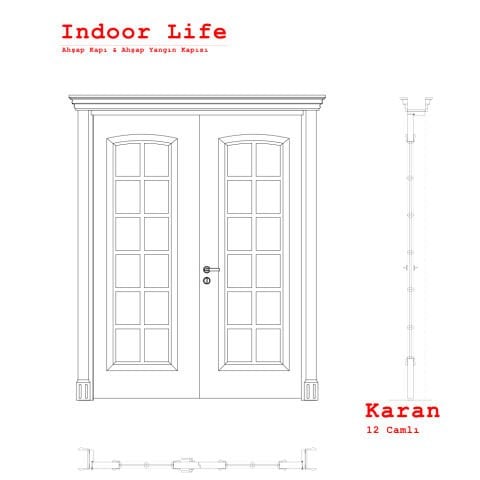 Karan 12 Camlı 2 Kanat Rall 9016 Lake Ahşap Kapı